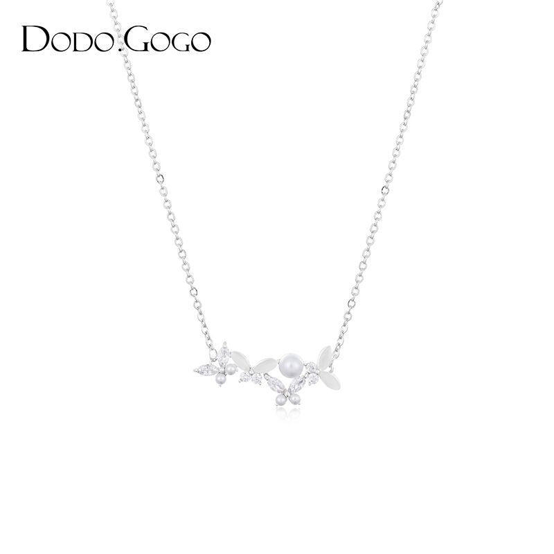 DODOGOGO 花びらパールネックレスレディース高級感鎖骨チェーン