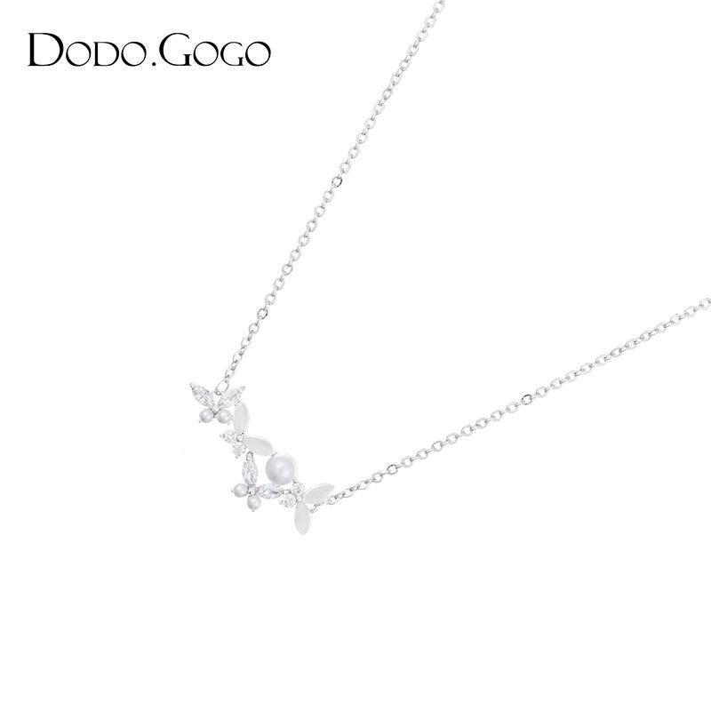 DODOGOGO 花びらパールネックレスレディース高級感鎖骨チェーン