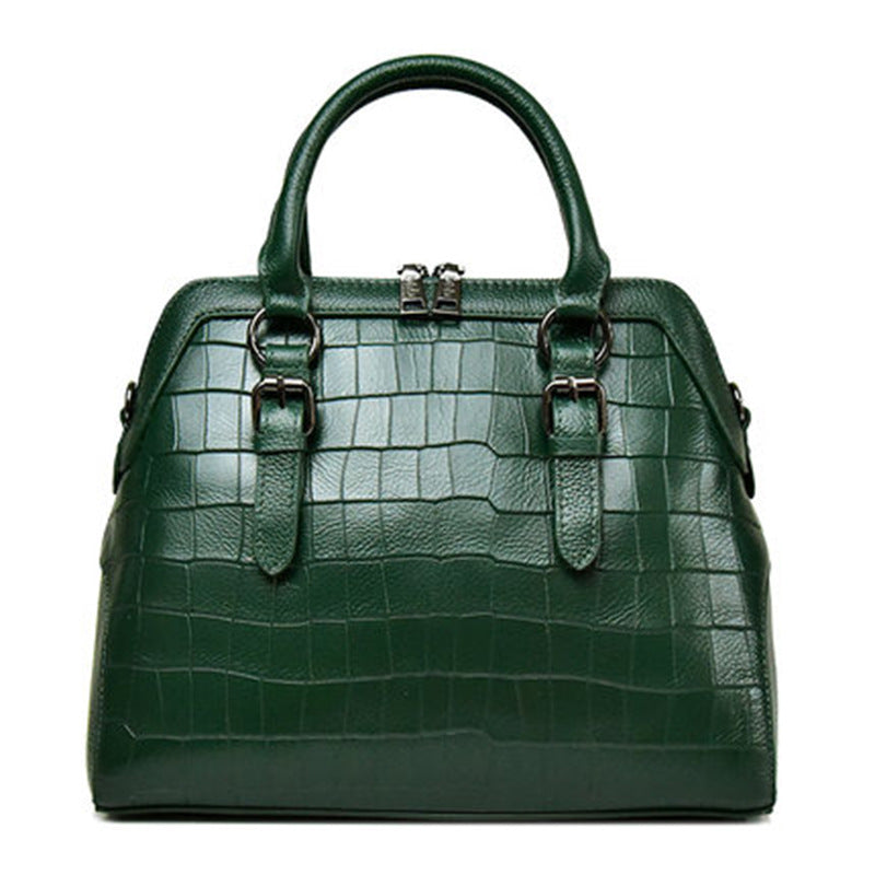 Genuine leather seashell bag fashion crocodile pattern cowhide ladies handbag shoulder bag big bag temperament handbag.bag
