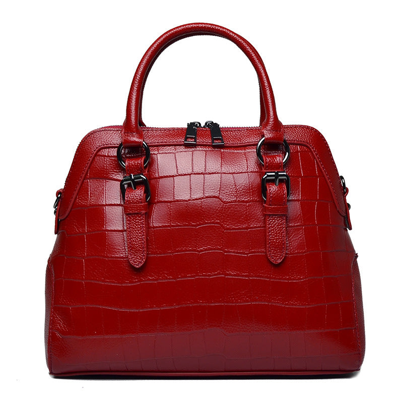 Genuine leather seashell bag fashion crocodile pattern cowhide ladies handbag shoulder bag big bag temperament handbag.bag