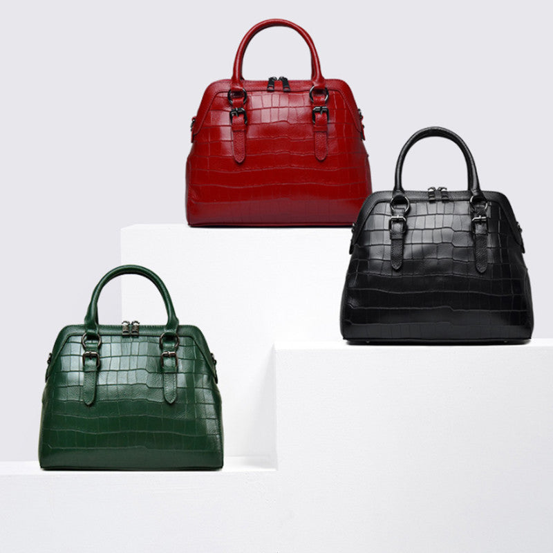 Genuine leather seashell bag fashion crocodile pattern cowhide ladies handbag shoulder bag big bag temperament handbag.bag