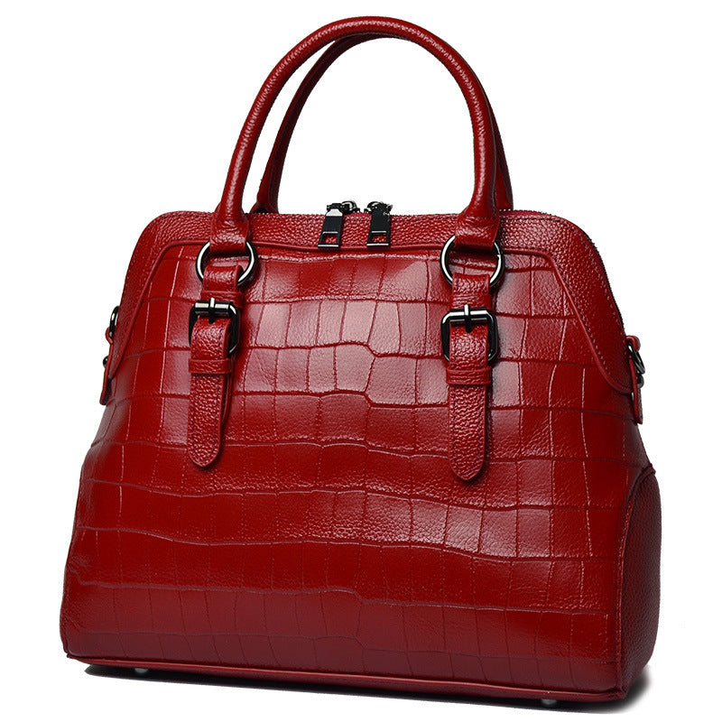 Genuine leather seashell bag fashion crocodile pattern cowhide ladies handbag shoulder bag big bag temperament handbag.bag