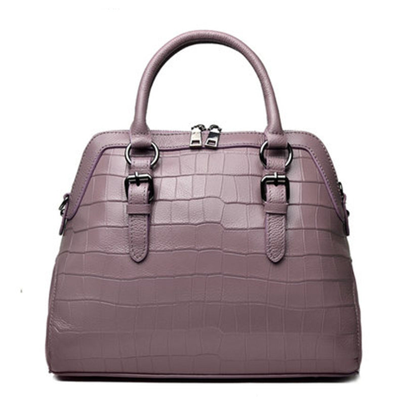 Genuine leather seashell bag fashion crocodile pattern cowhide ladies handbag shoulder bag big bag temperament handbag.bag