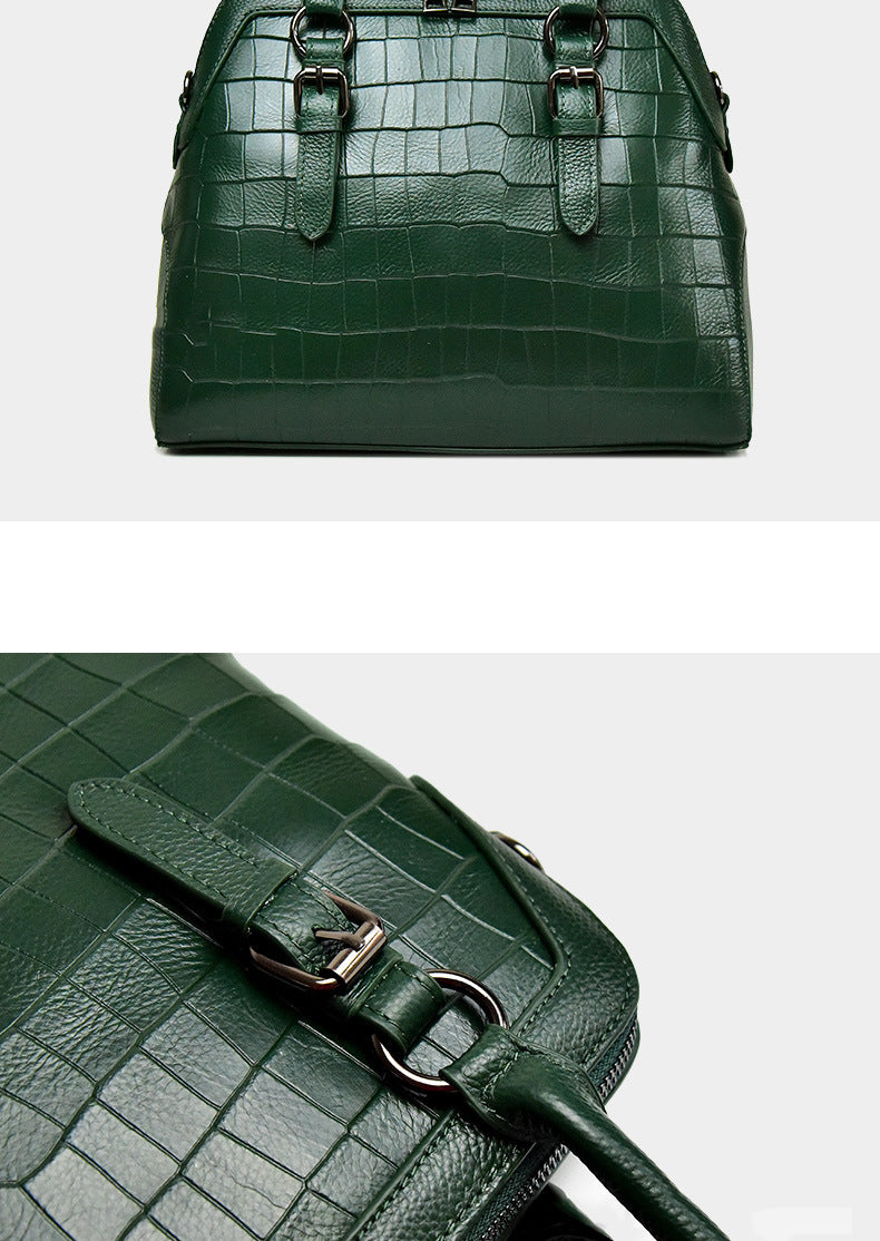Genuine leather seashell bag fashion crocodile pattern cowhide ladies handbag shoulder bag big bag temperament handbag.bag