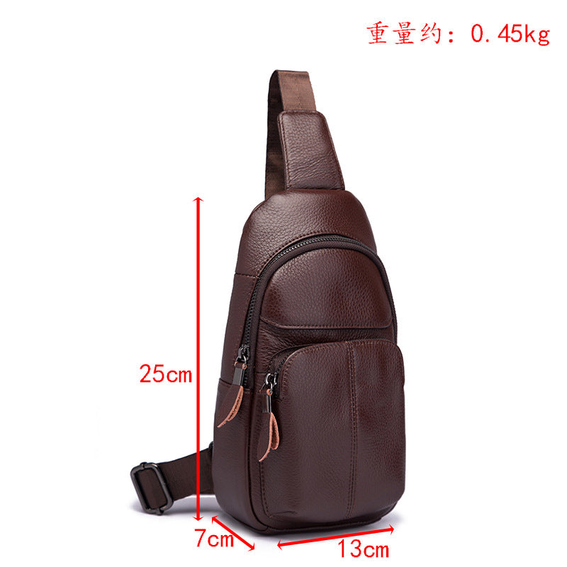 Men's bust bag Genuine cowhide leather retro outdoor versatile crossbody bag for men