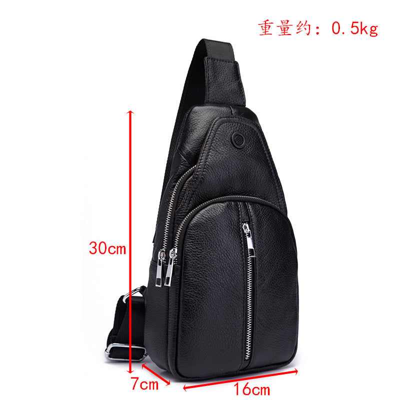 Men's bust bag Genuine cowhide leather retro outdoor multifunctional crossbody bag for men