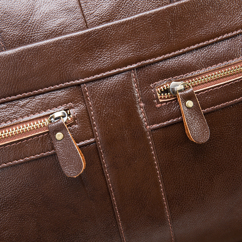 Men's Handbag Business Briefcase Cowhide Genuine Leather Retro Computer Bag for Men