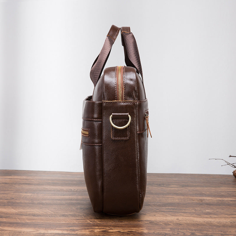 Men's Handbag Business Briefcase Cowhide Genuine Leather Retro Computer Bag for Men