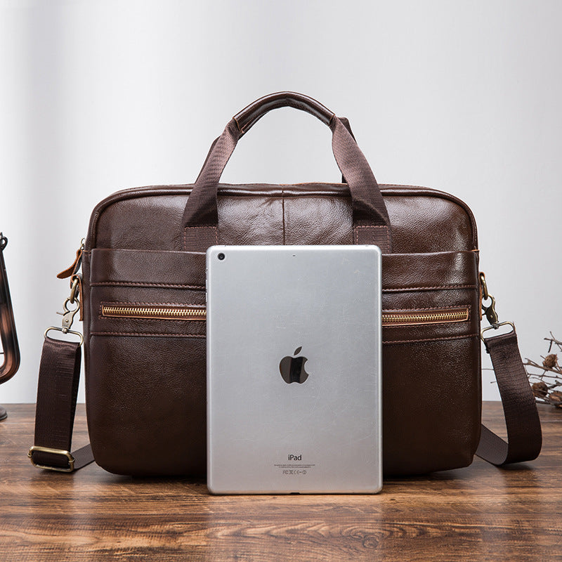 Men's Handbag Business Briefcase Cowhide Genuine Leather Retro Computer Bag for Men
