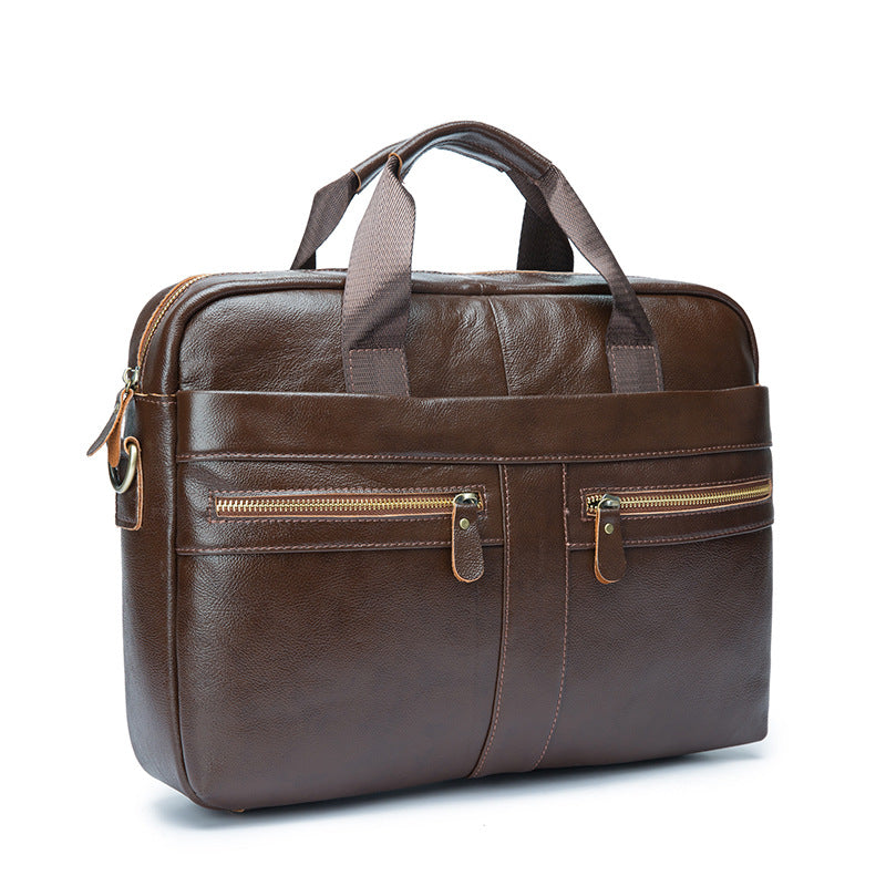 Men's Handbag Business Briefcase Cowhide Genuine Leather Retro Computer Bag for Men