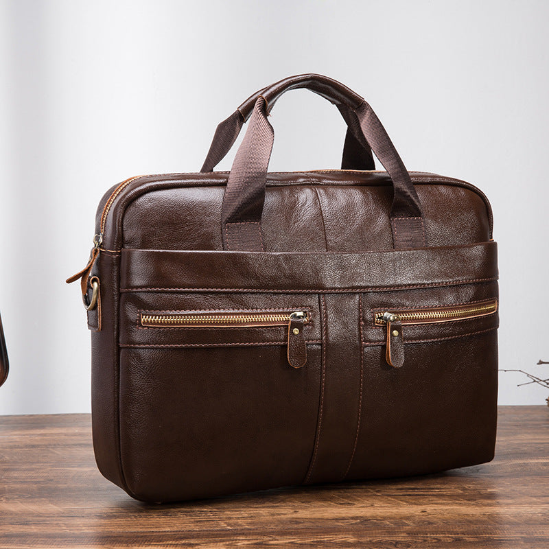 Men's Handbag Business Briefcase Cowhide Genuine Leather Retro Computer Bag for Men