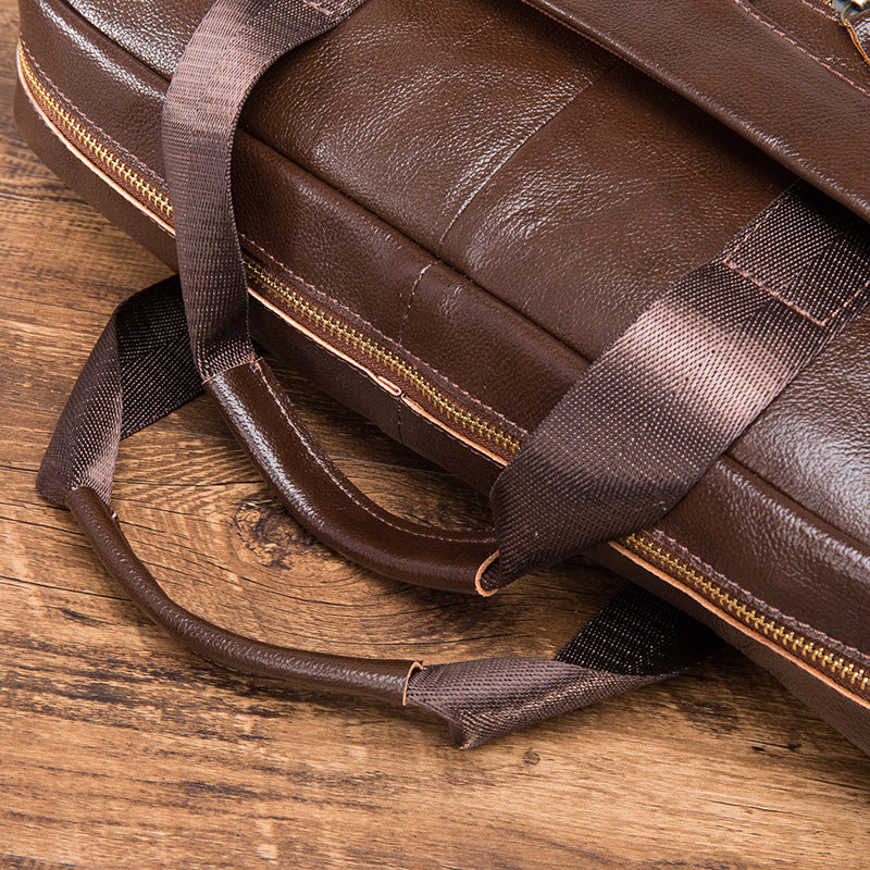 Men's Handbag Business Briefcase Cowhide Genuine Leather Retro Computer Bag for Men