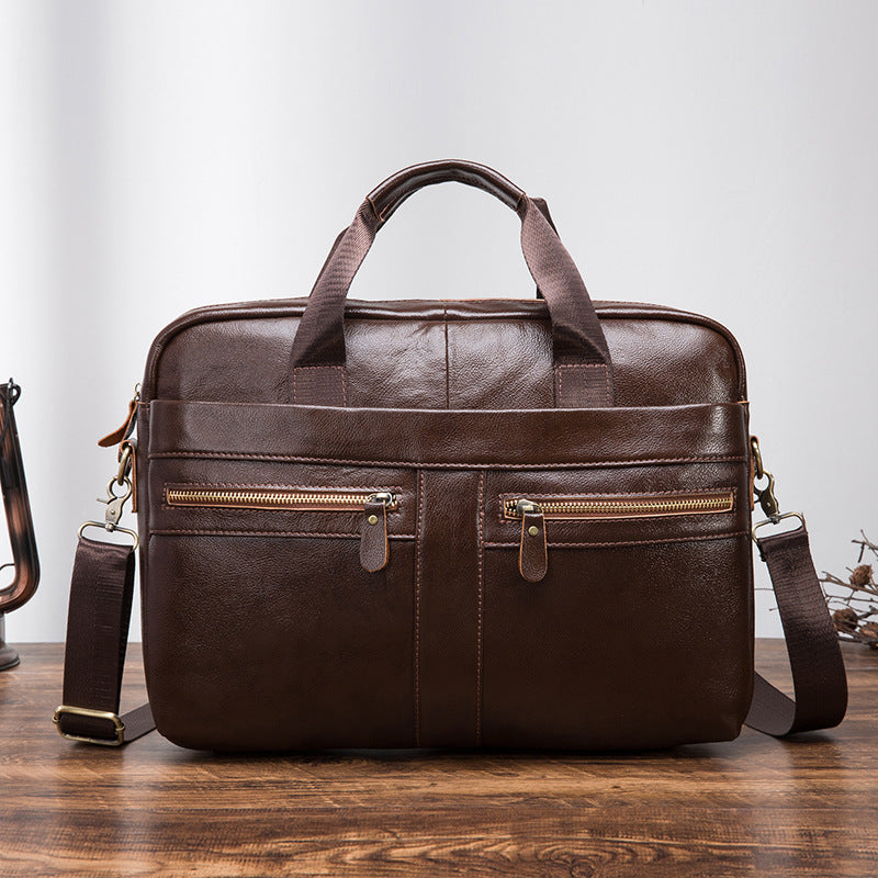 Men's Handbag Business Briefcase Cowhide Genuine Leather Retro Computer Bag for Men