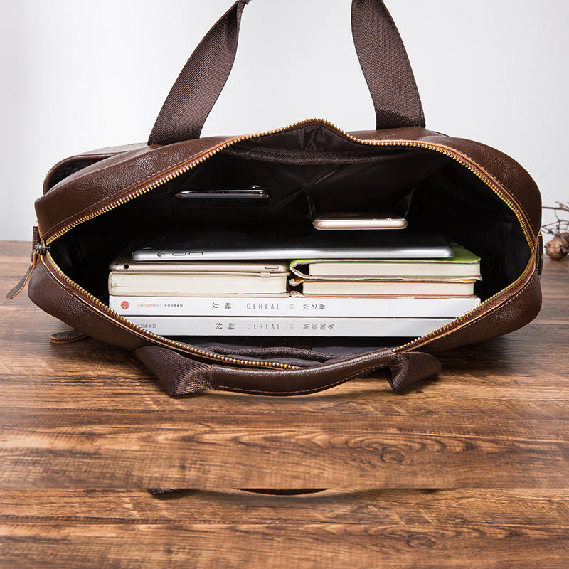 Men's Handbag Business Briefcase Cowhide Genuine Leather Retro Computer Bag for Men