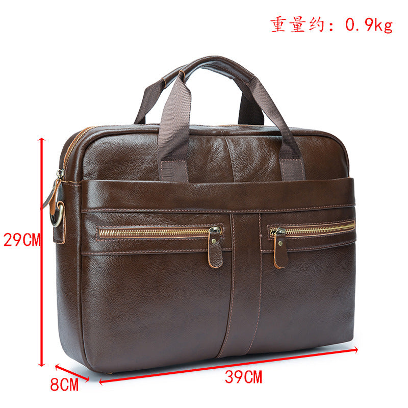 Men's Handbag Business Briefcase Cowhide Genuine Leather Retro Computer Bag for Men