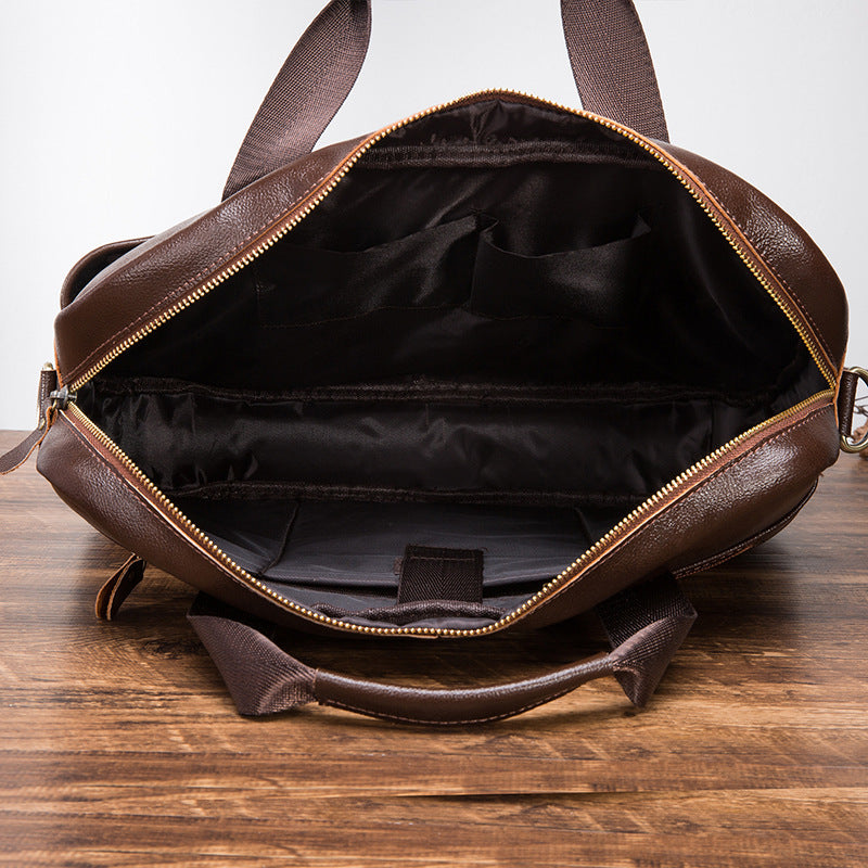 Men's Handbag Business Briefcase Cowhide Genuine Leather Retro Computer Bag for Men