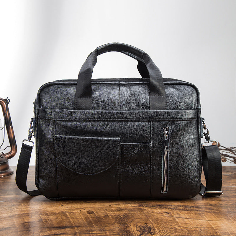 Men's Briefcase Genuine Cowhide Leather Retro Business Computer Bag Men's Handbag