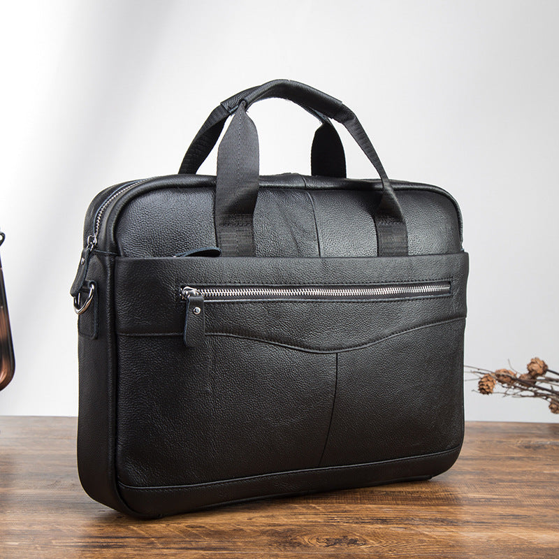 Men's Briefcase Genuine Cowhide Leather Retro Business Handbag Men's Computer Bag