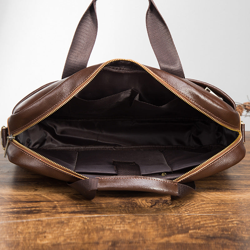 Men's Briefcase Genuine Cowhide Leather Retro Business Computer Bag Men's Handbag