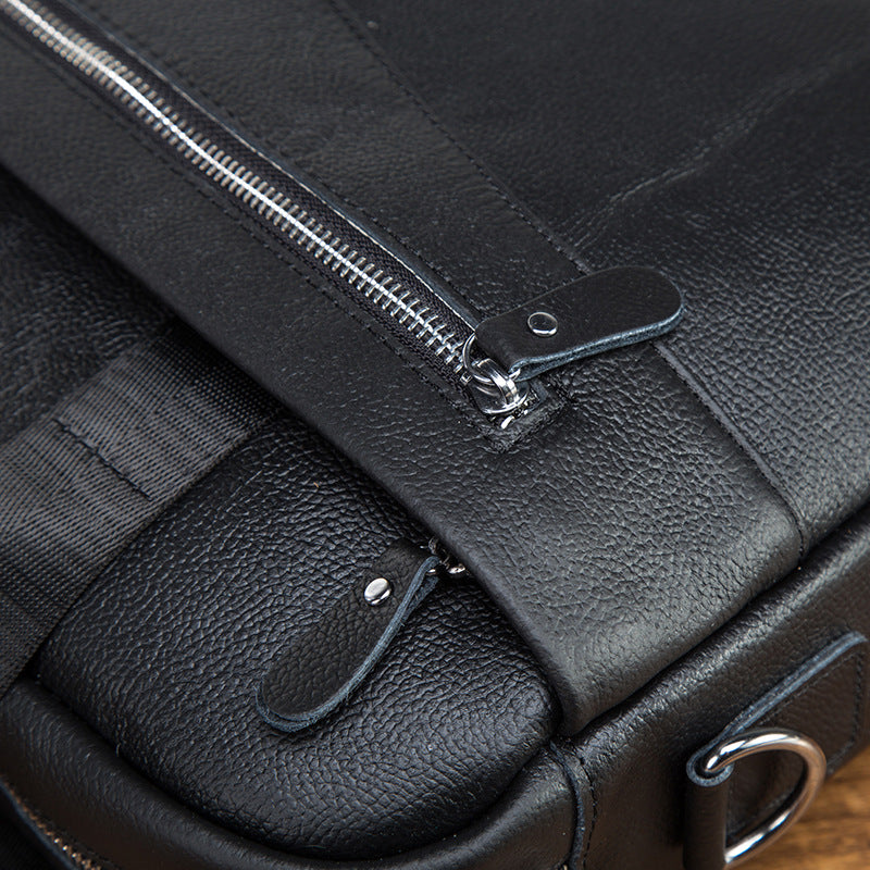 Men's Briefcase Genuine Cowhide Leather Retro Business Handbag Men's Computer Bag
