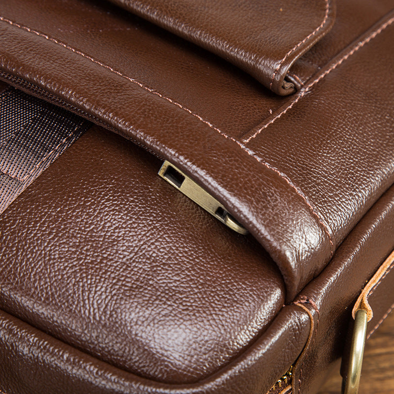 Men's Briefcase Genuine Cowhide Leather Retro Business Computer Bag Men's Handbag