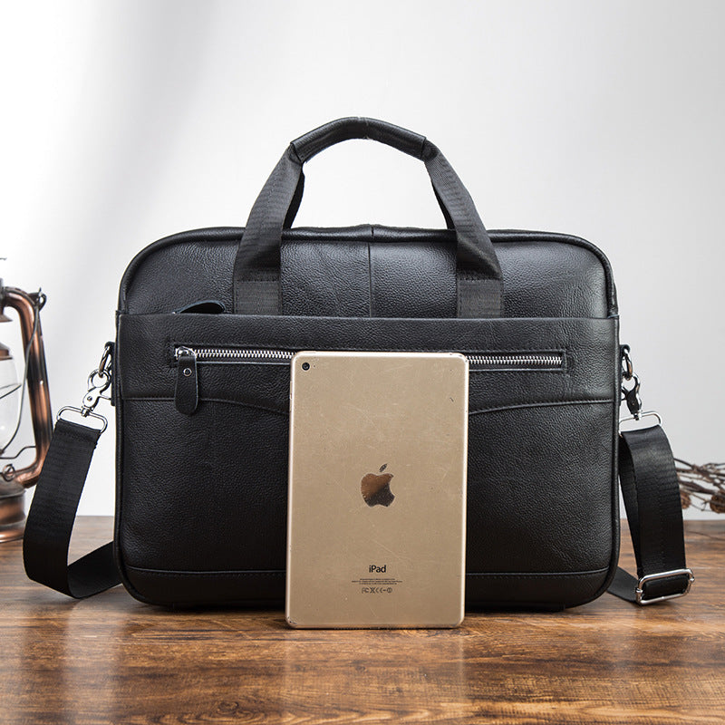 Men's Briefcase Genuine Cowhide Leather Retro Business Handbag Men's Computer Bag