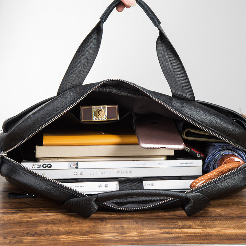 Men's Handbag Business Briefcase Cowhide Genuine Leather Retro Computer Bag for Men