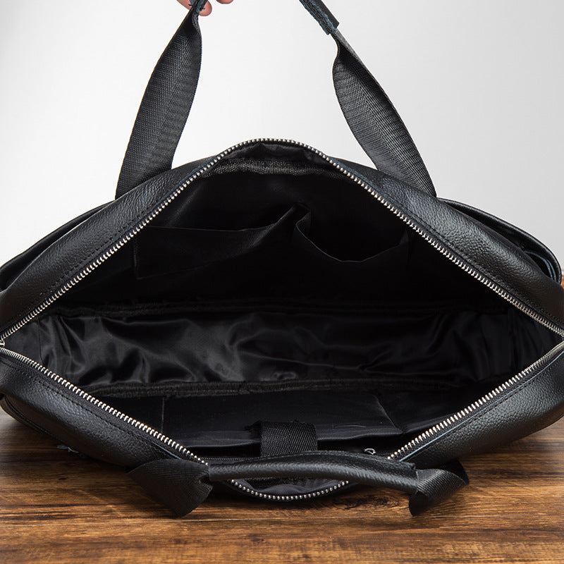 Men's Handbag Business Briefcase Cowhide Genuine Leather Retro Computer Bag for Men
