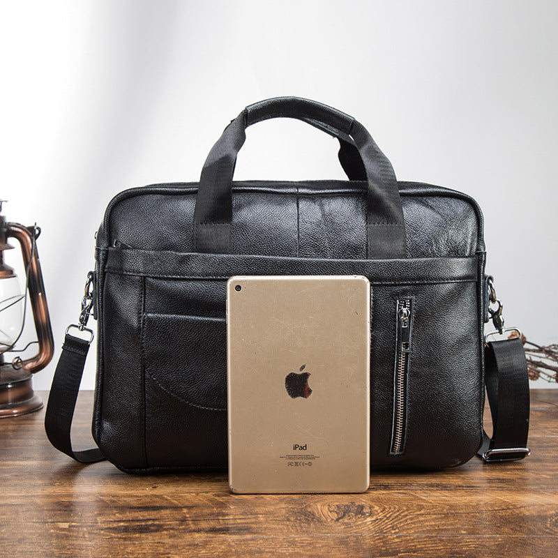 Men's Briefcase Genuine Cowhide Leather Retro Business Computer Bag Men's Handbag
