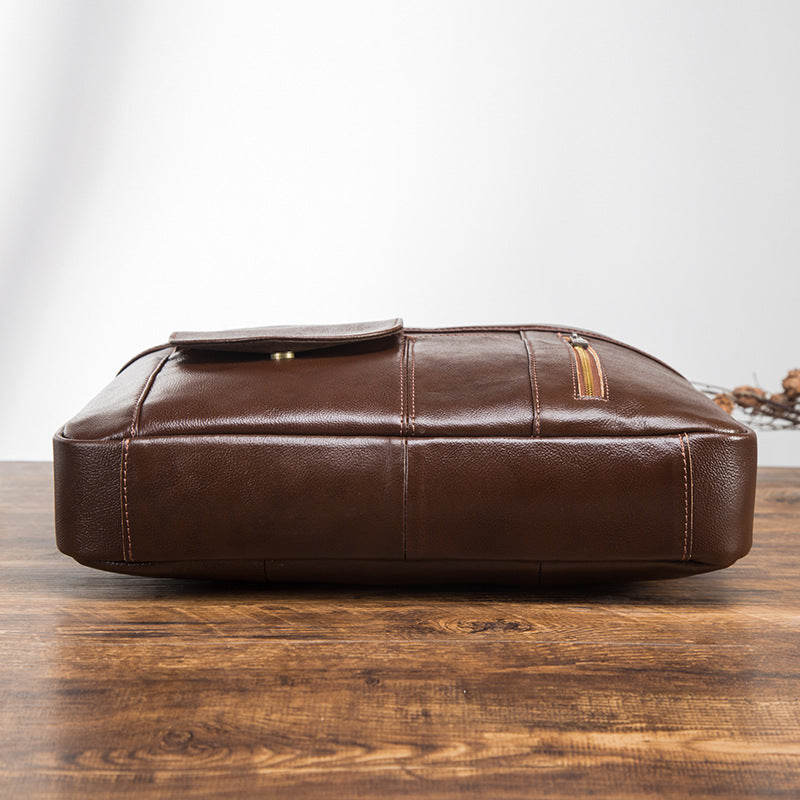 Men's Briefcase Genuine Cowhide Leather Retro Business Computer Bag Men's Handbag