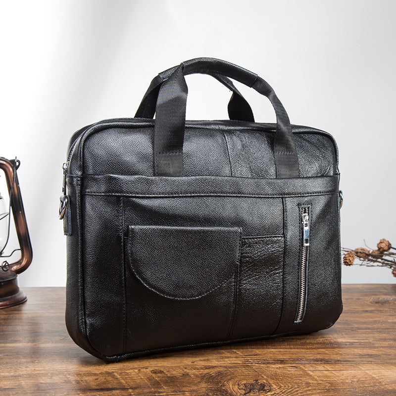 Men's Briefcase Genuine Cowhide Leather Retro Business Computer Bag Men's Handbag
