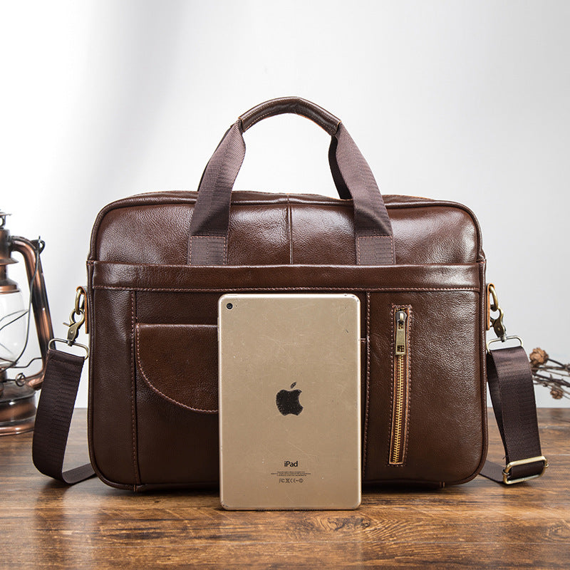 Men's Briefcase Genuine Cowhide Leather Retro Business Computer Bag Men's Handbag