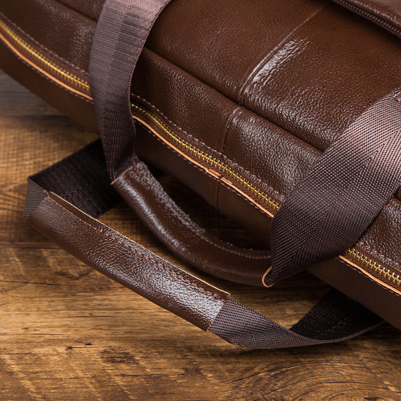 Men's Briefcase Genuine Cowhide Leather Retro Business Computer Bag Men's Handbag