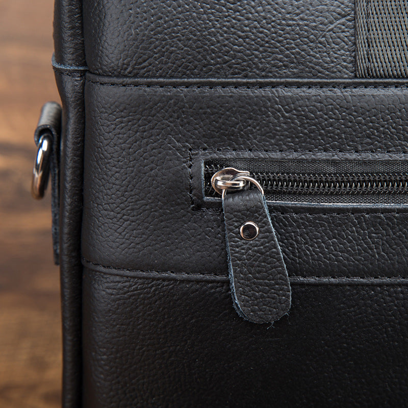 Men's Briefcase Genuine Cowhide Leather Retro Business Handbag Men's Computer Bag