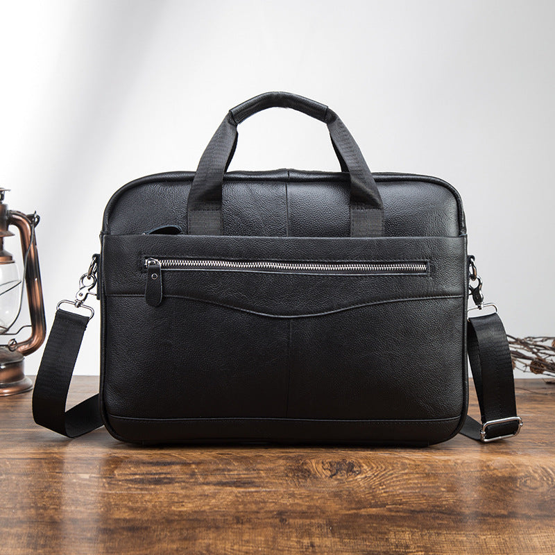 Men's Briefcase Genuine Cowhide Leather Retro Business Handbag Men's Computer Bag
