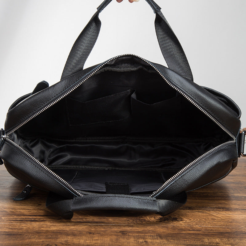 Men's Briefcase Genuine Cowhide Leather Retro Business Handbag Men's Computer Bag
