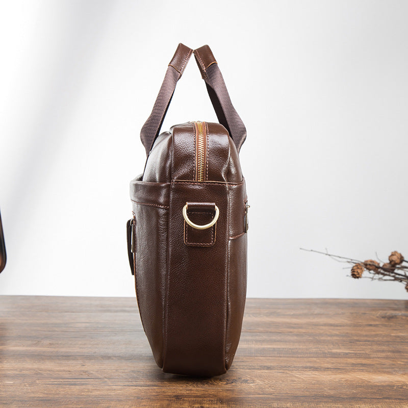 Men's Briefcase Genuine Cowhide Leather Retro Business Computer Bag Men's Handbag