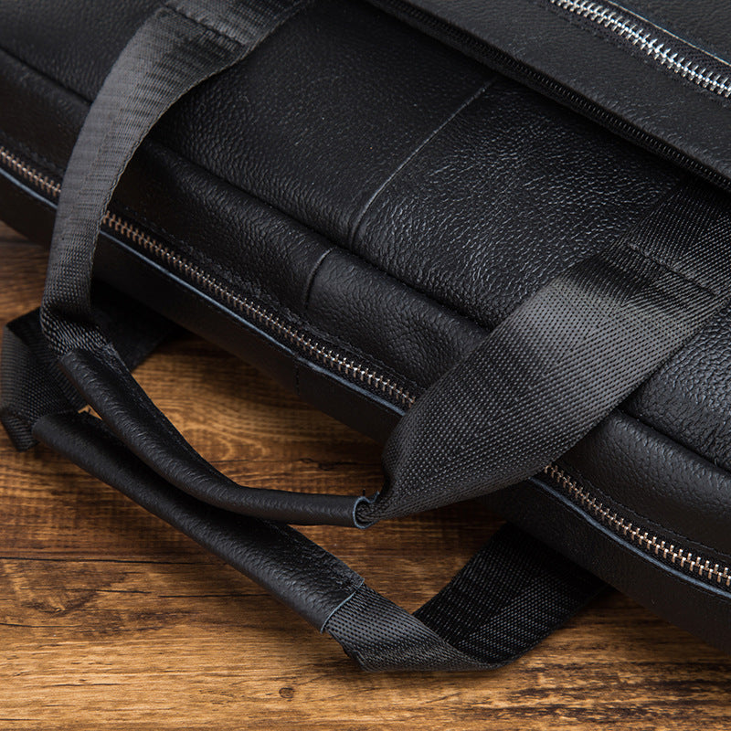 Men's Briefcase Genuine Cowhide Leather Retro Business Handbag Men's Computer Bag