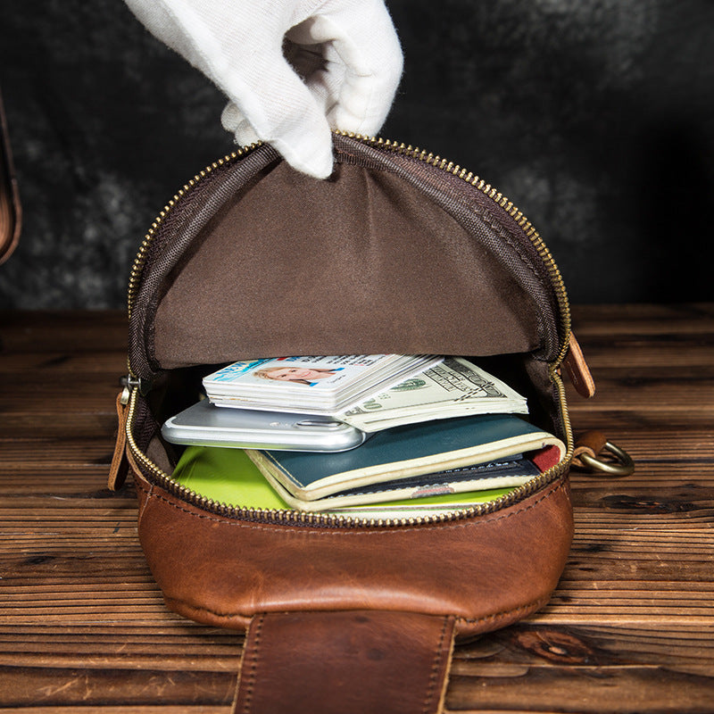 Men's bust bag Genuine cowhide leather retro outdoor versatile crossbody bag for men