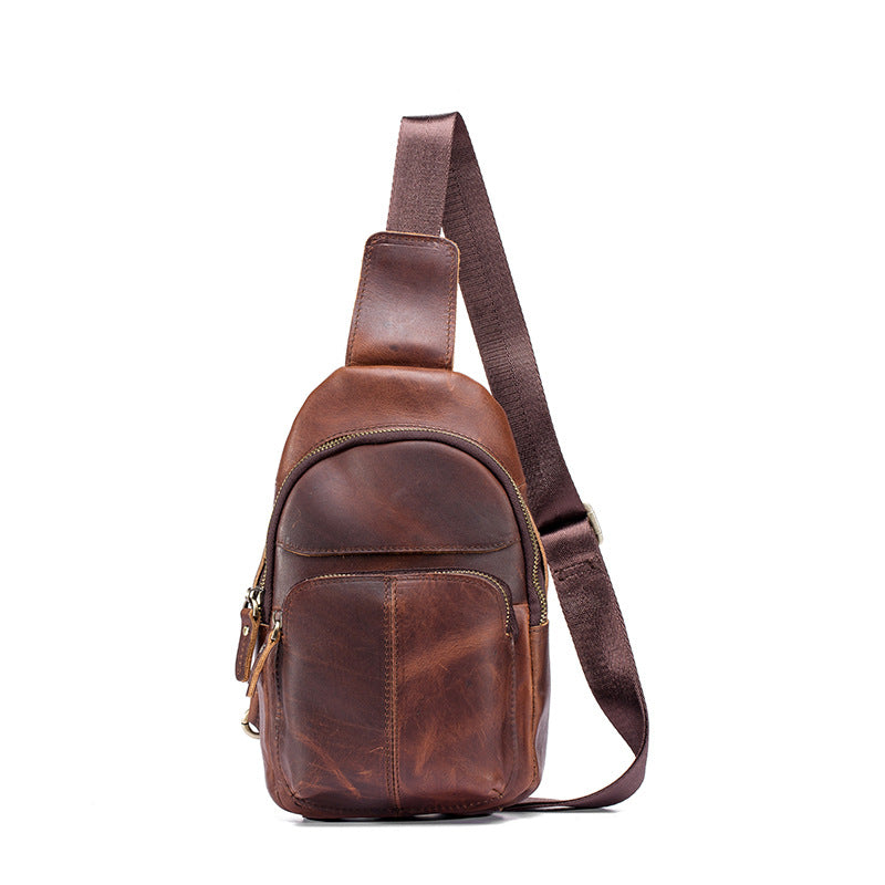Men's bust bag Genuine cowhide leather retro outdoor versatile crossbody bag for men