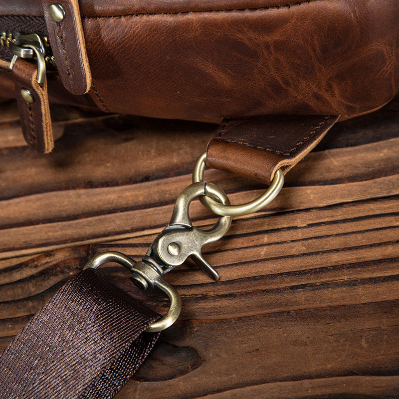 Men's bust bag Genuine cowhide leather retro outdoor versatile crossbody bag for men