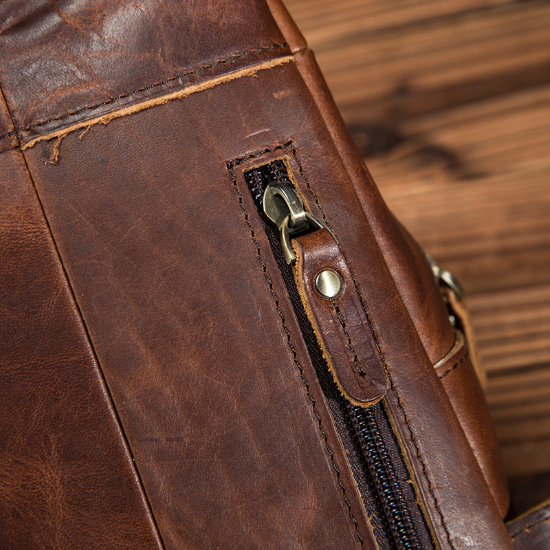 Men's bust bag Genuine cowhide leather retro outdoor versatile crossbody bag for men