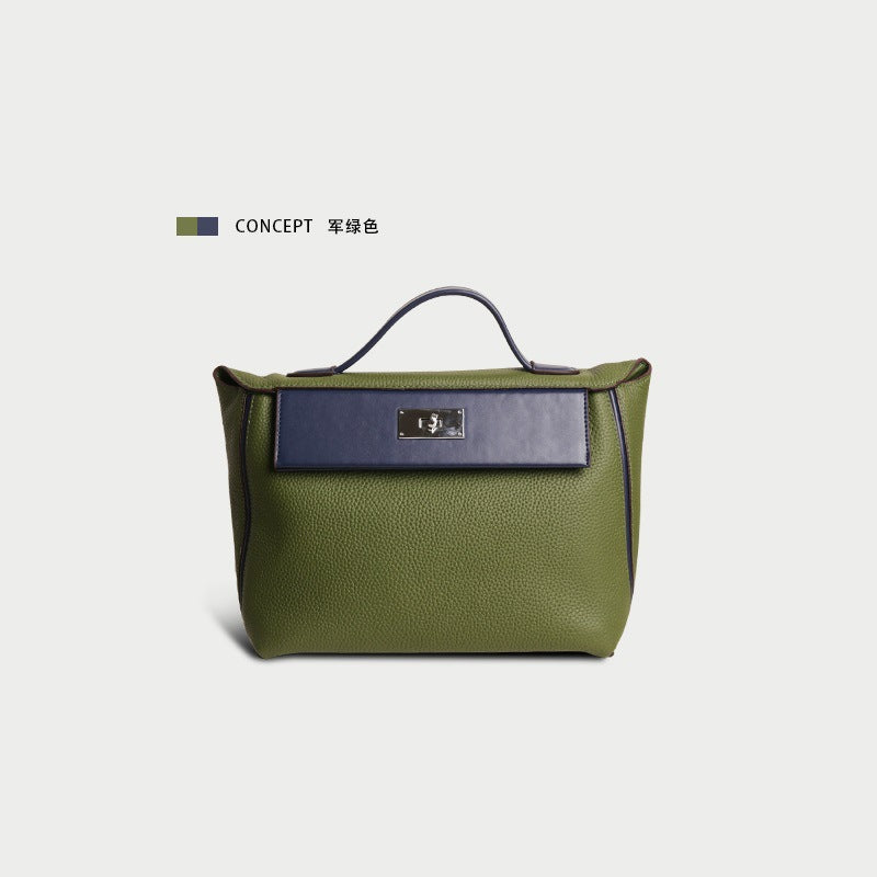 Women's handbag cowhide kelly bag genuine leather shoulder bag large capacity commuting OL handbag.bag