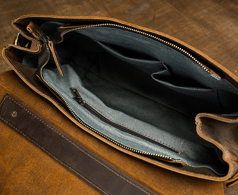 Men's Shoulder Bag Cambridge Bag Handmade Genuine Cowhide Leather Retro Handbag Unique Men's Crossbody Bag Messenger Bag