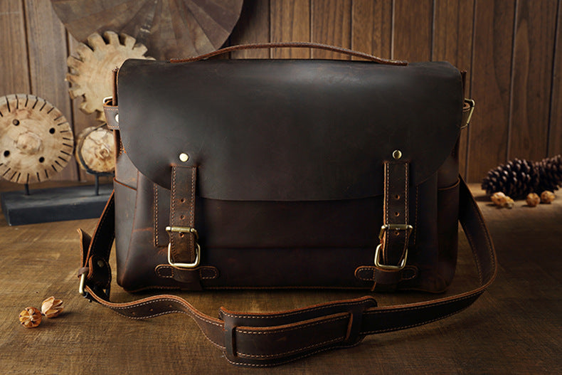 Men's Shoulder Bag Cambridge Bag Handmade Genuine Cowhide Leather Retro Handbag Unique Men's Crossbody Bag Messenger Bag