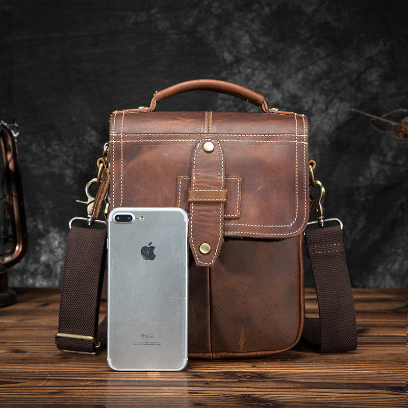 Men's Shoulder Bag Cowhide Genuine Leather Retro Outdoor Travel Crossbody Bag for Men