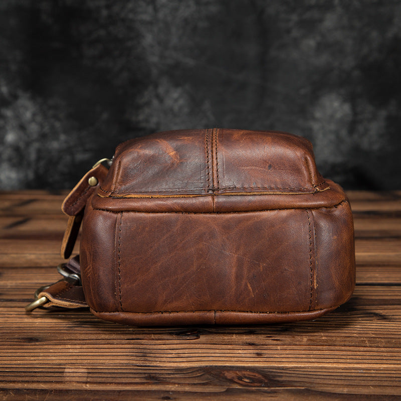 Men's bust bag Genuine cowhide leather retro outdoor versatile crossbody bag for men
