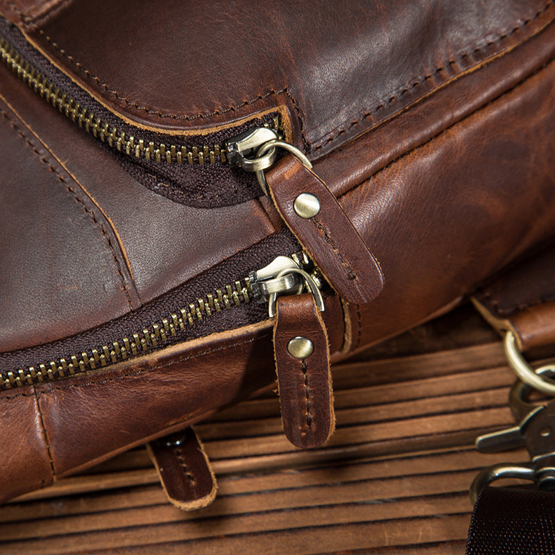 Men's bust bag Genuine cowhide leather retro outdoor versatile crossbody bag for men