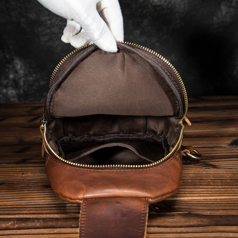 Men's bust bag Genuine cowhide leather retro outdoor versatile crossbody bag for men