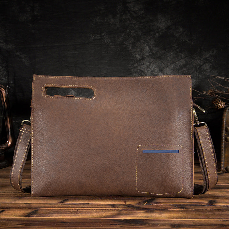 Men's briefcase genuine cowhide leather retro business men's computer bag